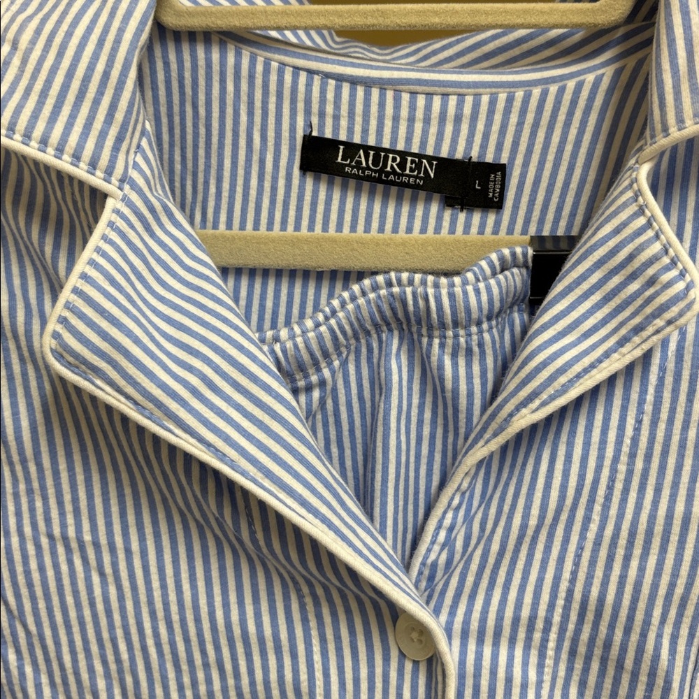 Lauren Ralph Lauren Bingham Knits Cotton Jersey‎ Cropped Pajama Set Sz Large - Picture 5 of 9